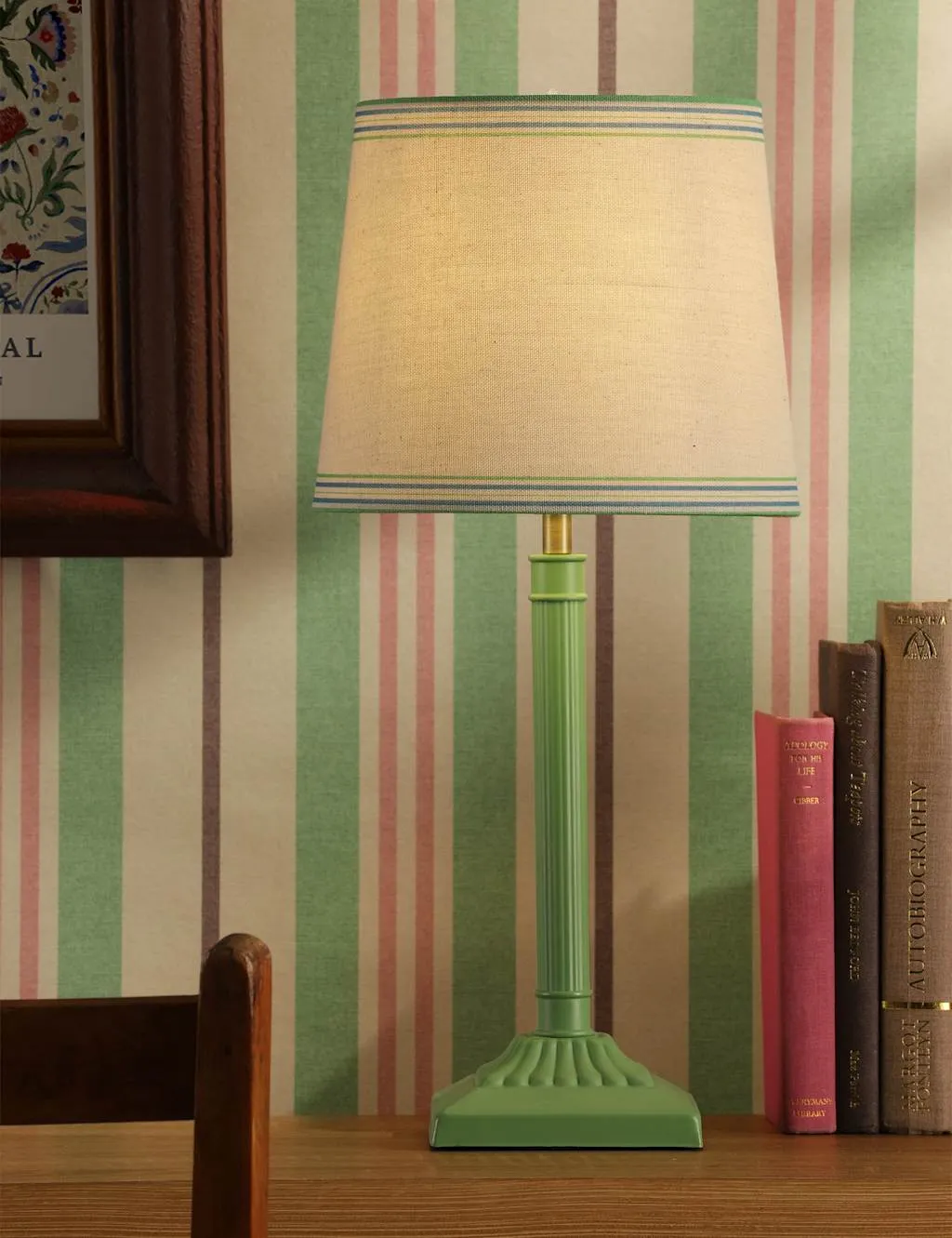 Joules Home Lighting Buscot Metal Table Lamp Green Mix