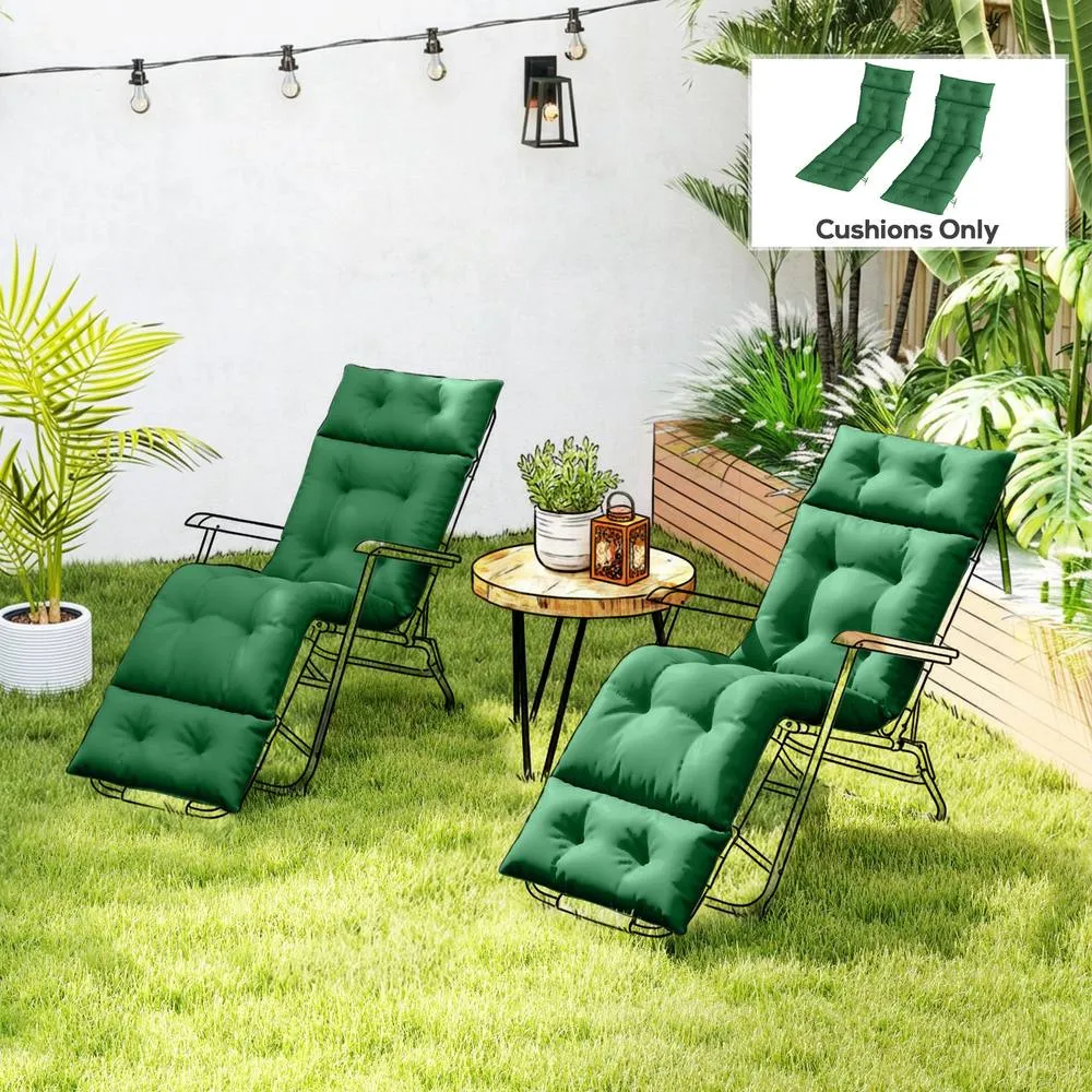 OUTSUNNY Garden Lounge Chair Cushions Set of 2, 220gsm Fabric in Green