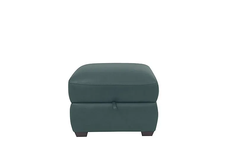 Cozee Leather Storage Stool - BV Lake Green