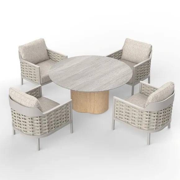 Olma Round 4 Seater Garden Dining Set 3