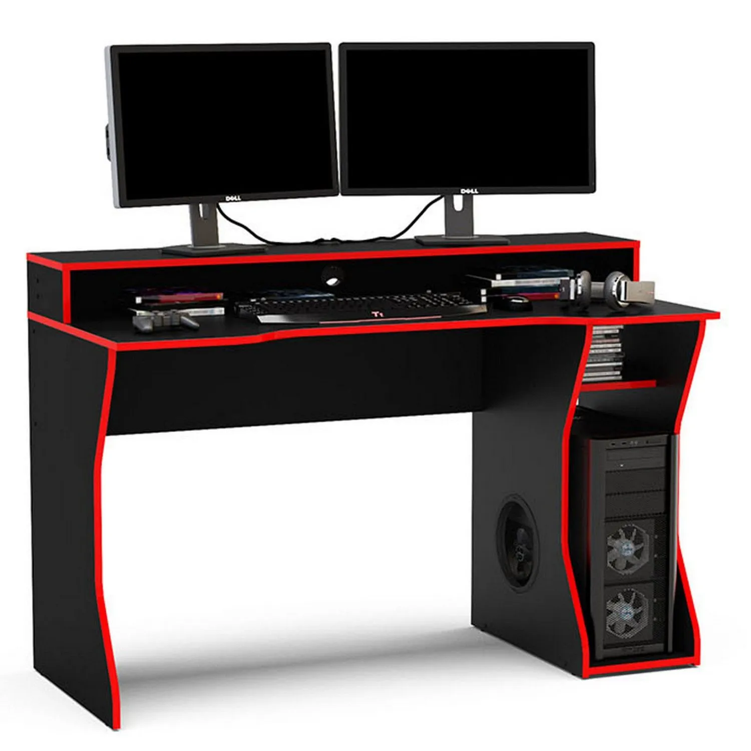 Birlea Enzo Gaming Computer Desk in Dark Red 3