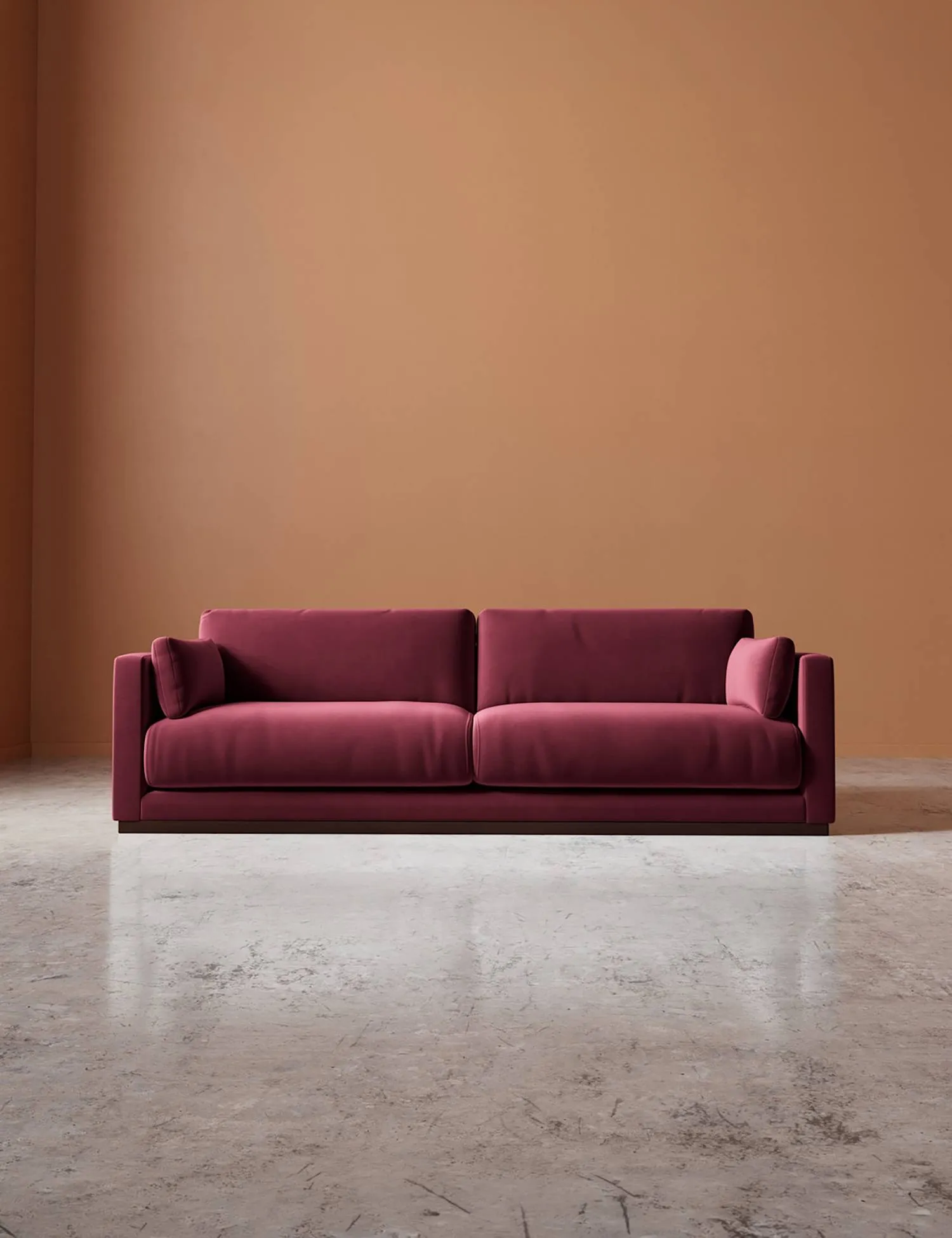Swoon Easy Velvet 3 Seater Sofa Burgundy