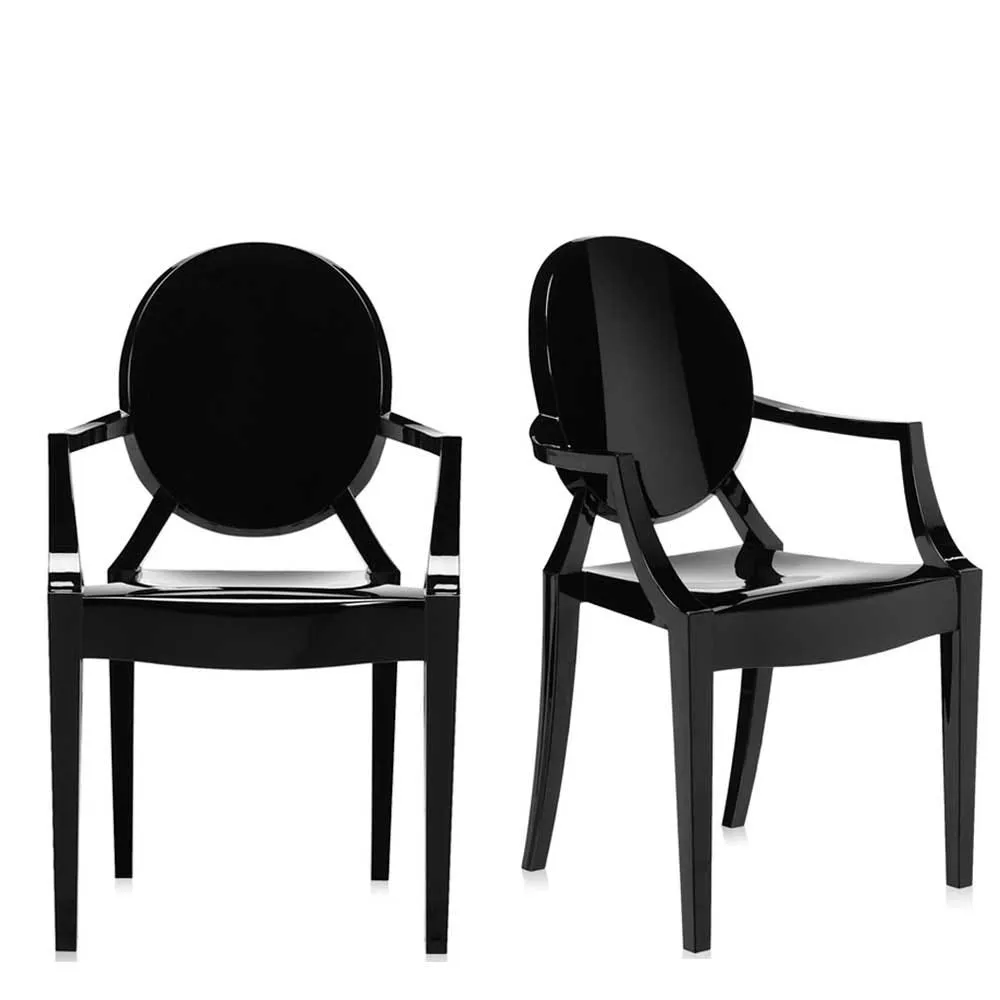 Kartell Louis Ghost Armchair Gloss Black Set of 2 2