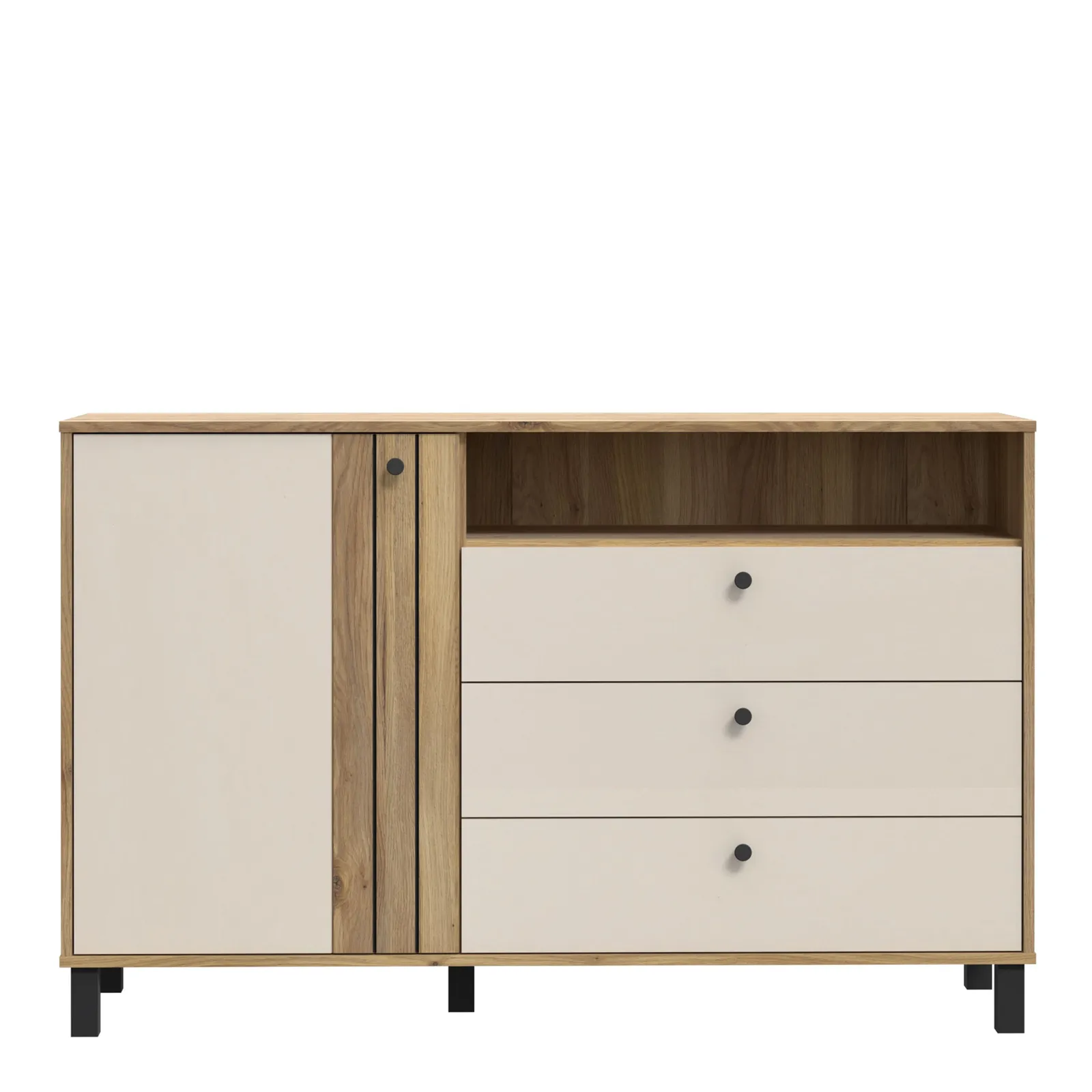 Furniture To Go Grafton 1 Door 3 Drawer Chest In Cream & Oak 2