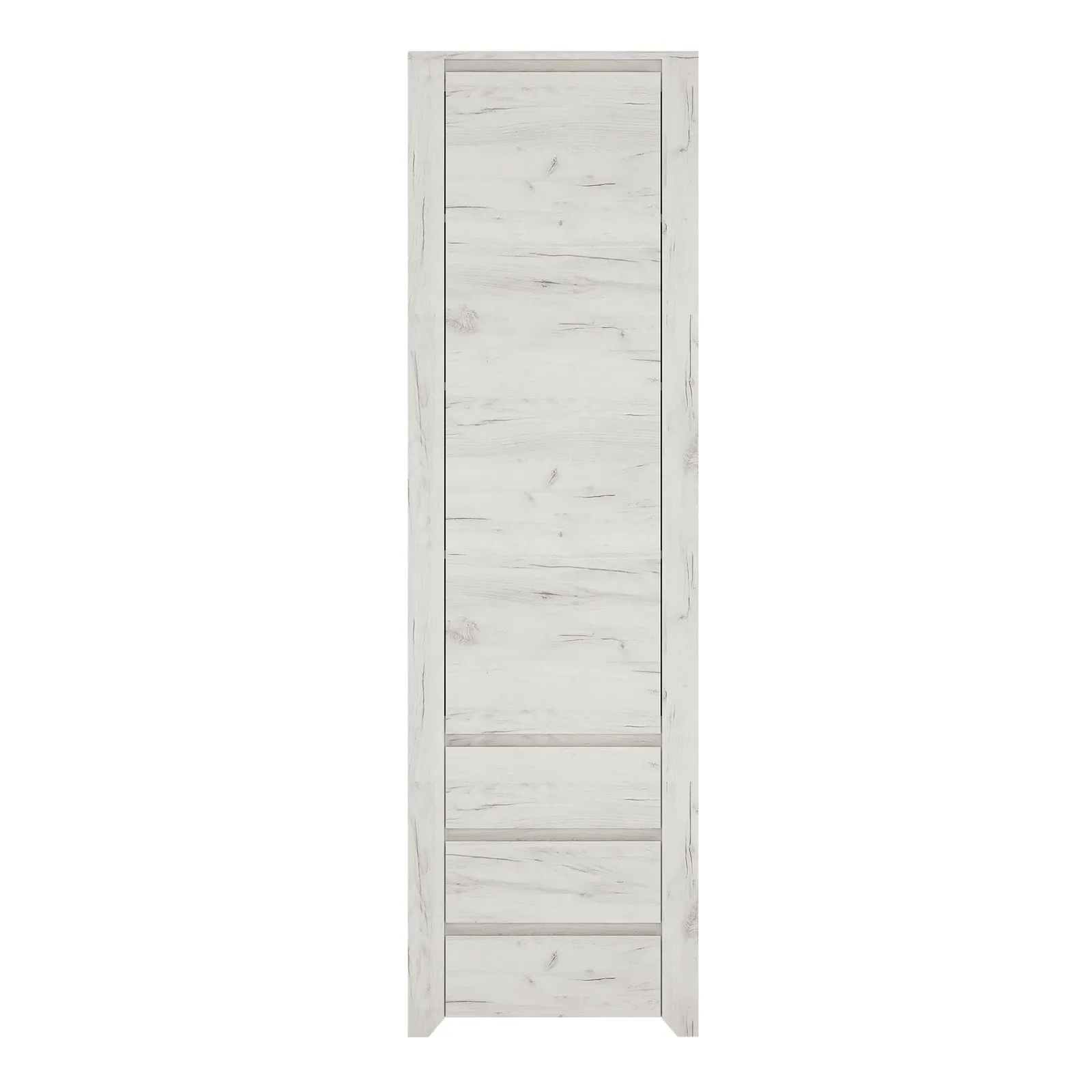 Furniture To Go Angel Tall Narrow One Door 3 Drawer Narrow Cupboard in White 2