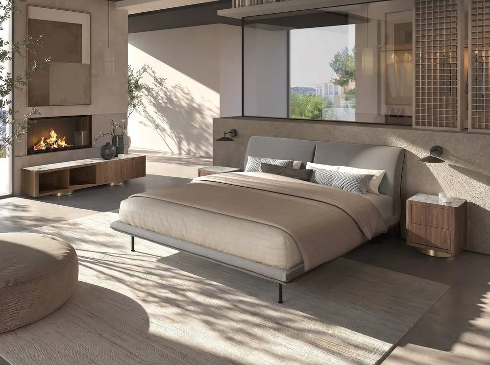 Angel Cerda Modern Double Bed in Dark Grey 4