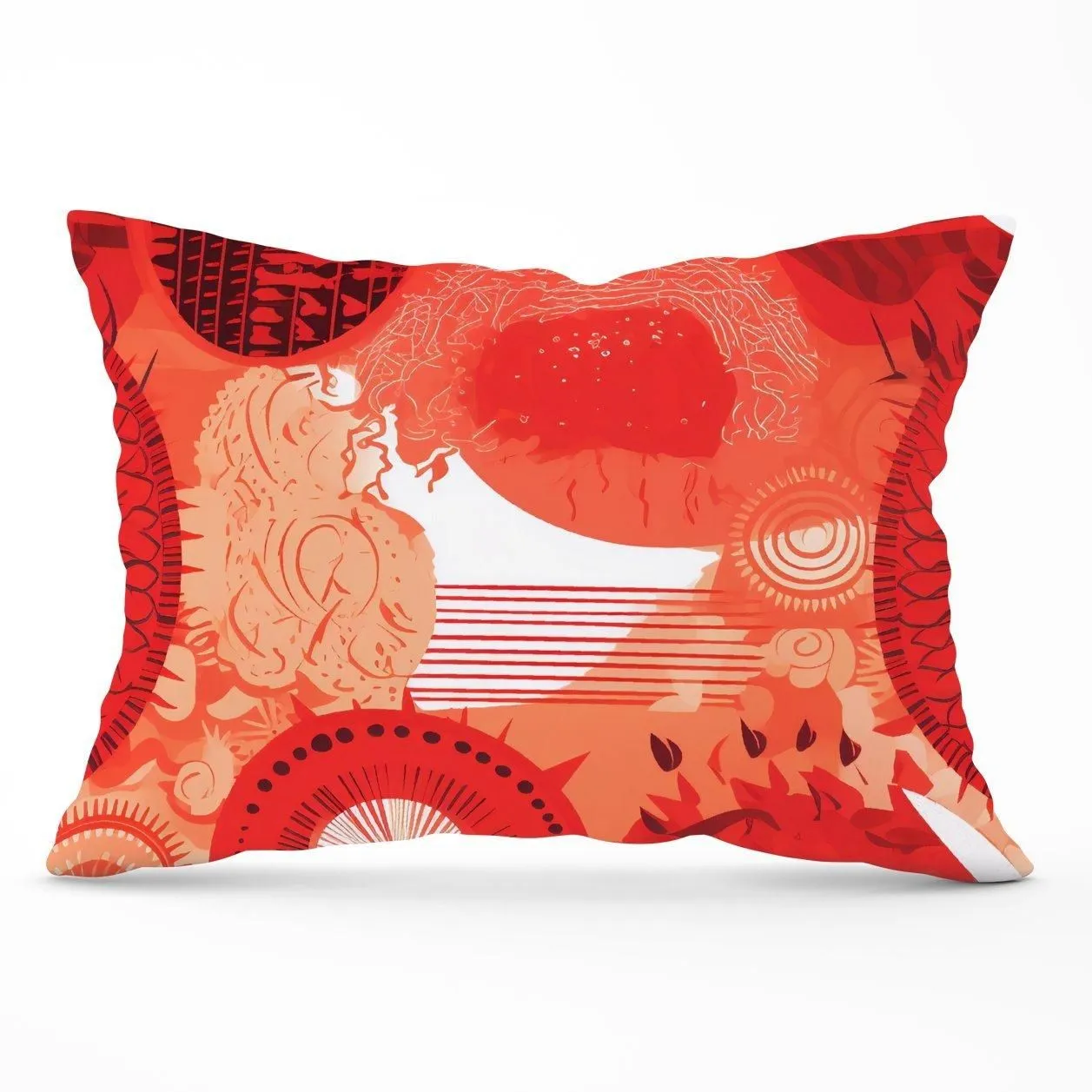 Warren Reed - Designer Abstract Red Sun pattern Cushions
