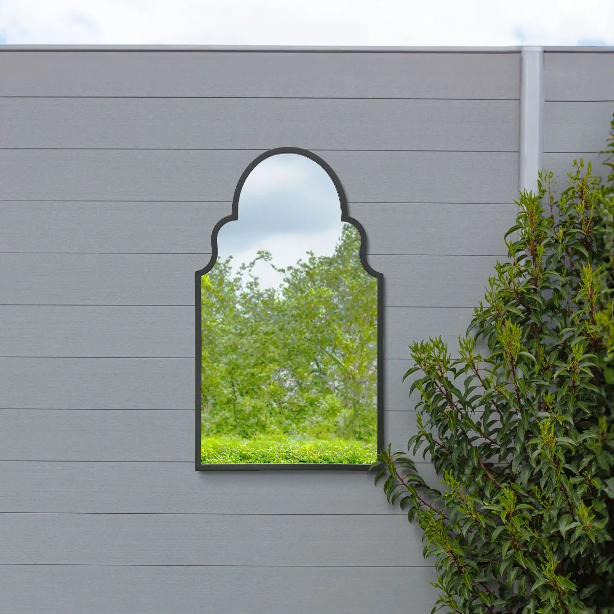 MirrorOutlet Black Metal Framed Arched Garden Wall Mirror 41"x 24" (104CM X 61CM) 6