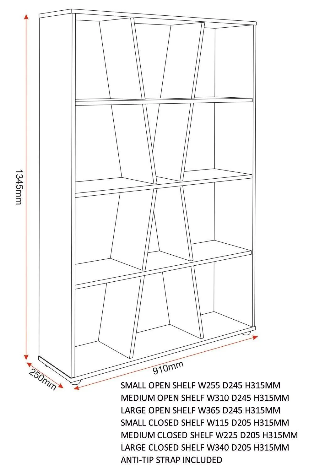 Seconique Naples Medium Bookcase in White 6