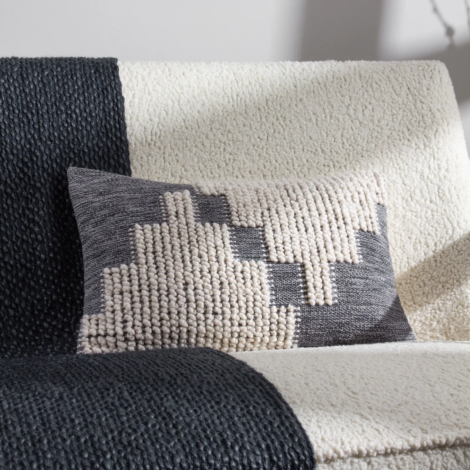 HOEM Himal Woven Knot Cushion in Blue