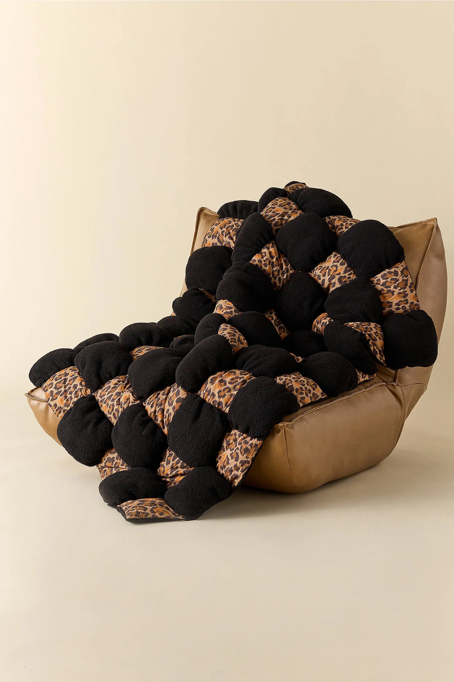 Leopard Sherpa Puff Throw 3