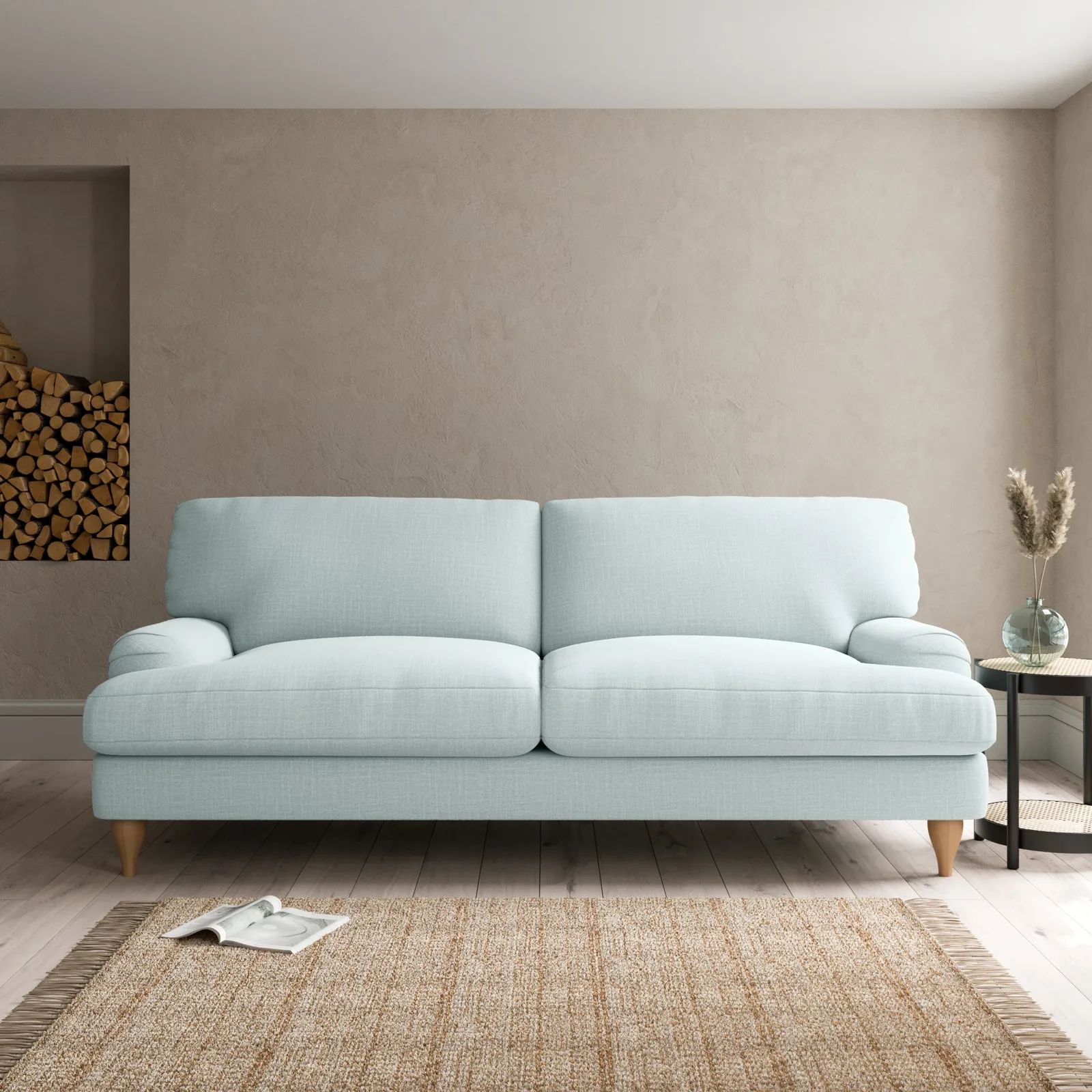 Darwin Slub Cotton Blend 4 Seater Sofa Slub Cotton Light Mineral