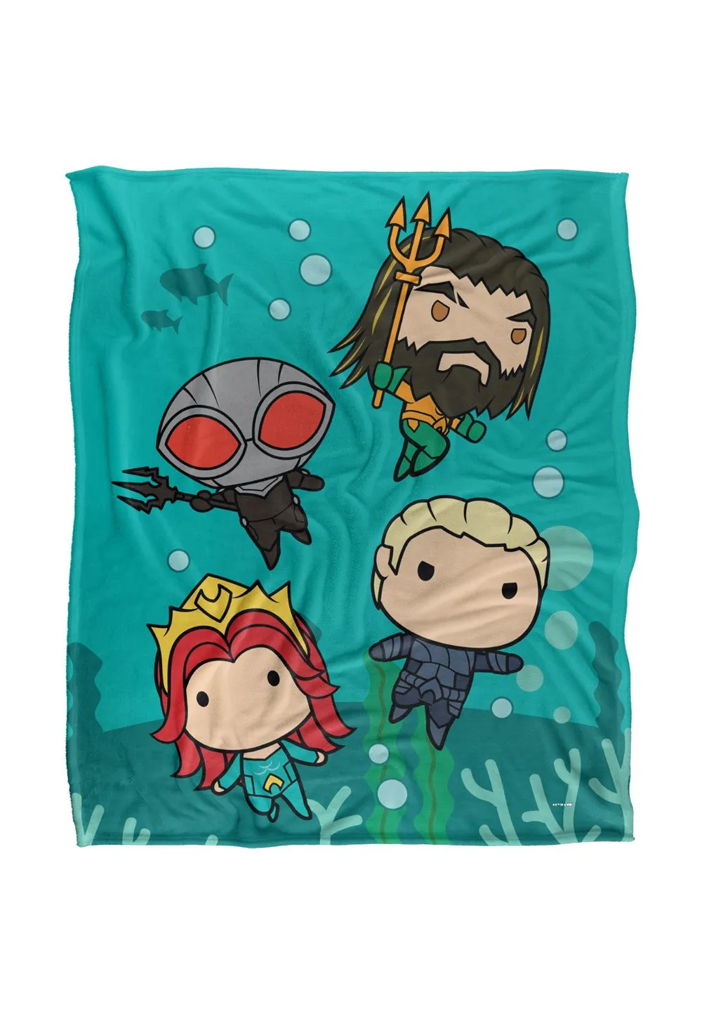 Aquaman and The Lost Kingdom Blanket, 152x127 cm Chibi Action Silky Touch Super Soft Throw Blanket in White