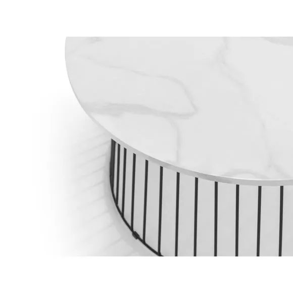Broadway Round Coffee Table, White Faux Marble 5