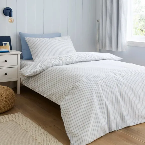Stripe Seersucker Cotton Duvet Cover and Pillowcase Set 2