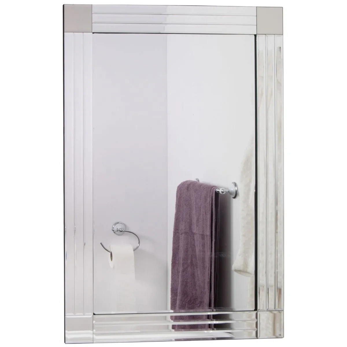 MirrorOutlet Milton All Glass Bevelled Square Corner Dress Mirror 144 x 115.5 CM in Silver 3