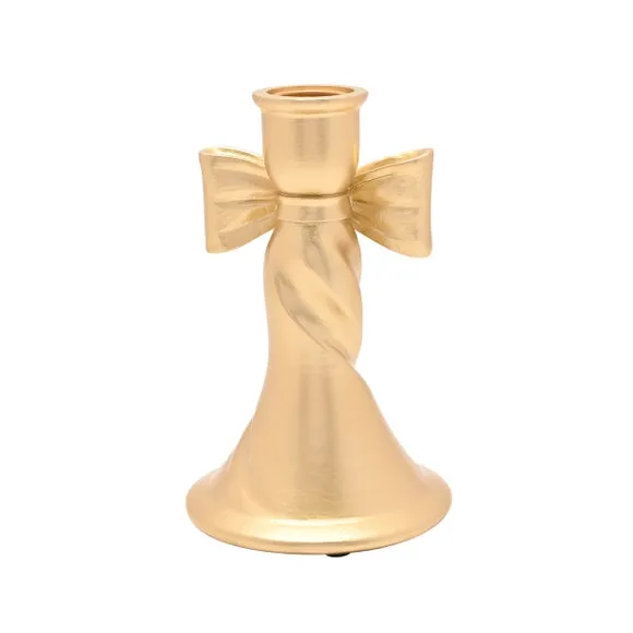 Hestia Tall Gold Ribbon Candlestick Holder 2