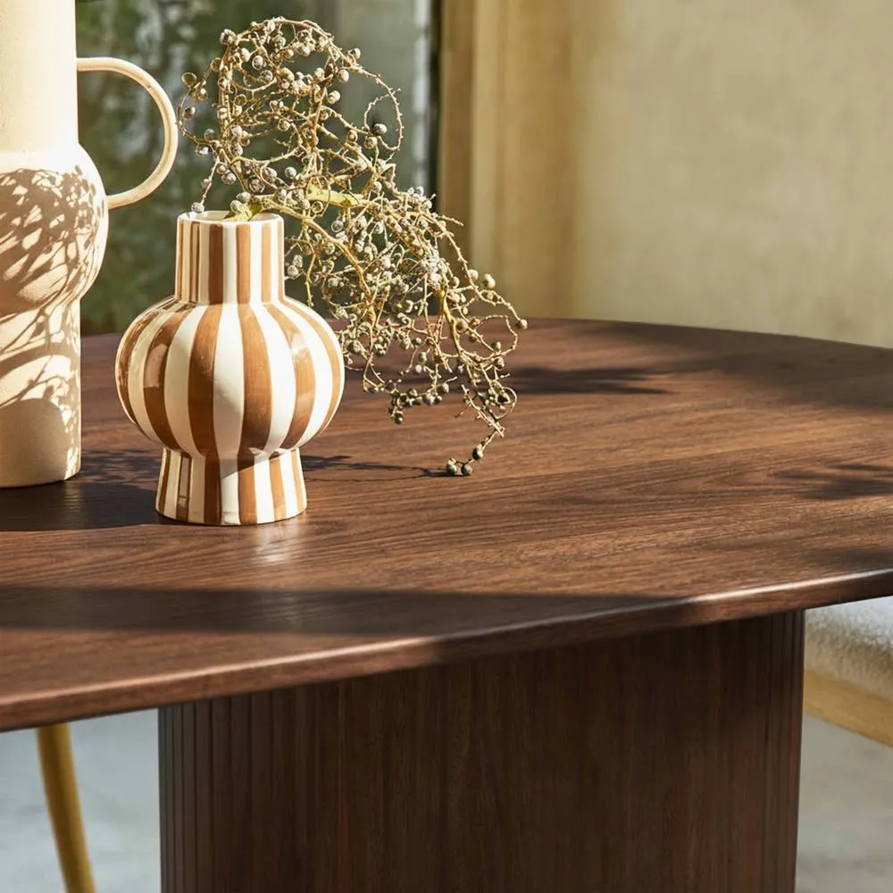 sweeek Oval dining table with oak veneer, seats 8 in Dark Brown 5