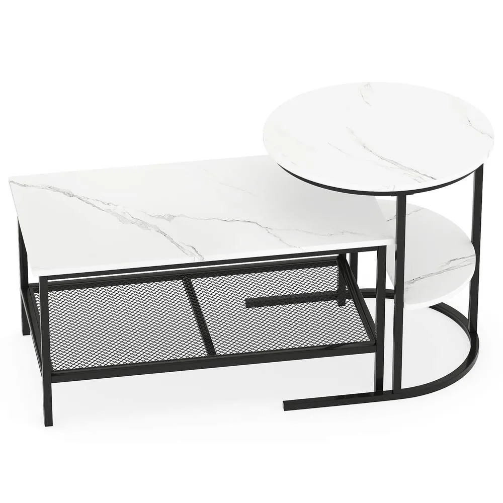 Costway 2-in-1 Detachable Table Set Nesting Coffee Table Set of 2 in White