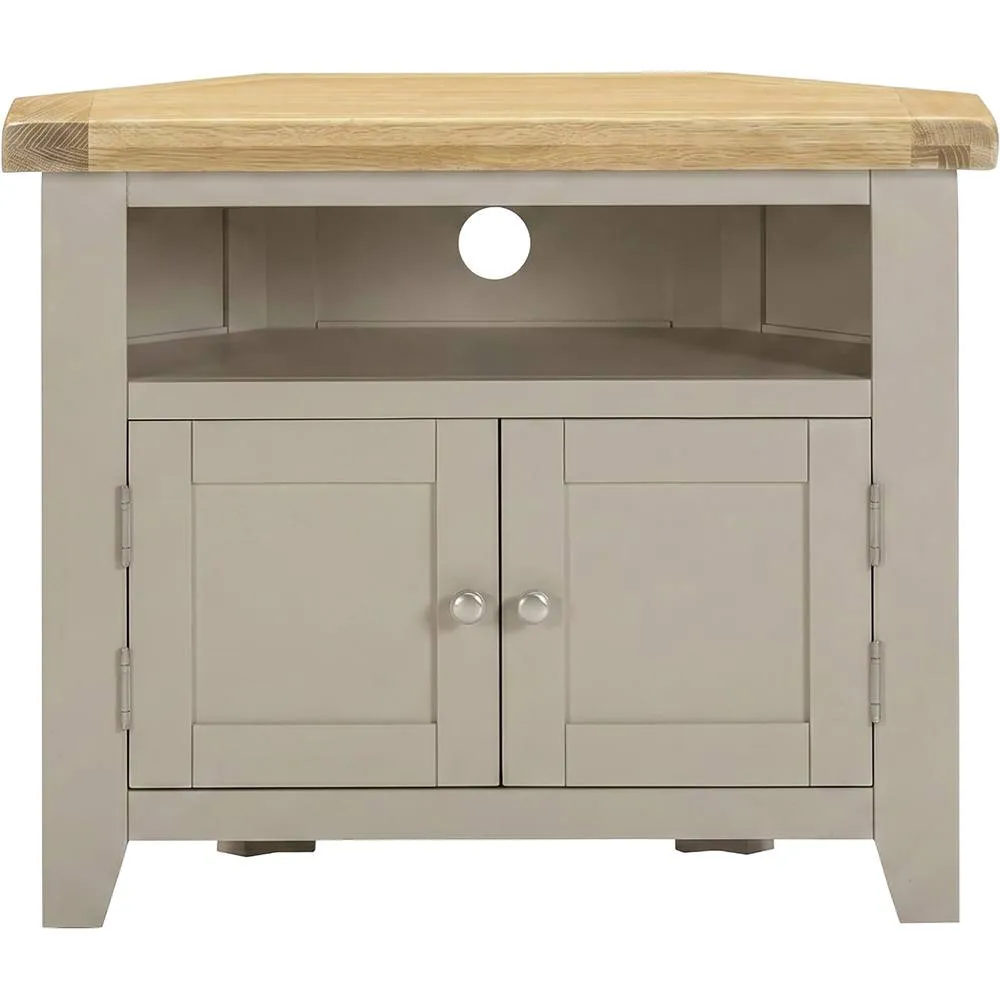 Seconique Windsor Corner Tv Unit (Fully Assembled) - Putty/Oak in Beige 2