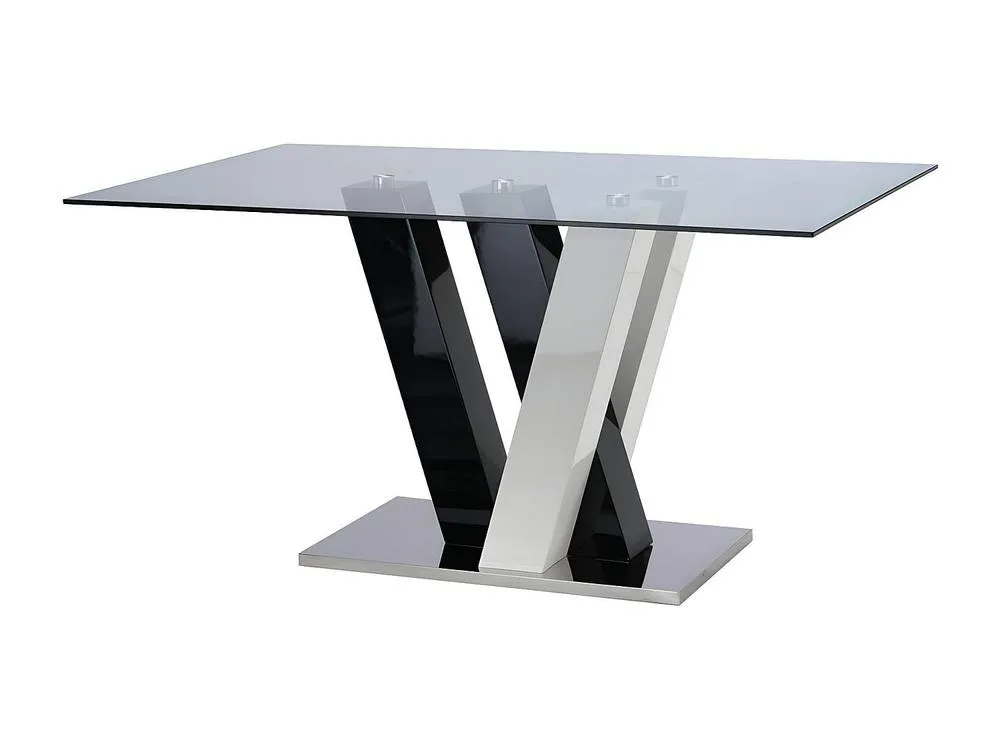 Vente-unique 6-Seat Dining Table - MDF & Tempered Glass - Black & White - WINCH 5