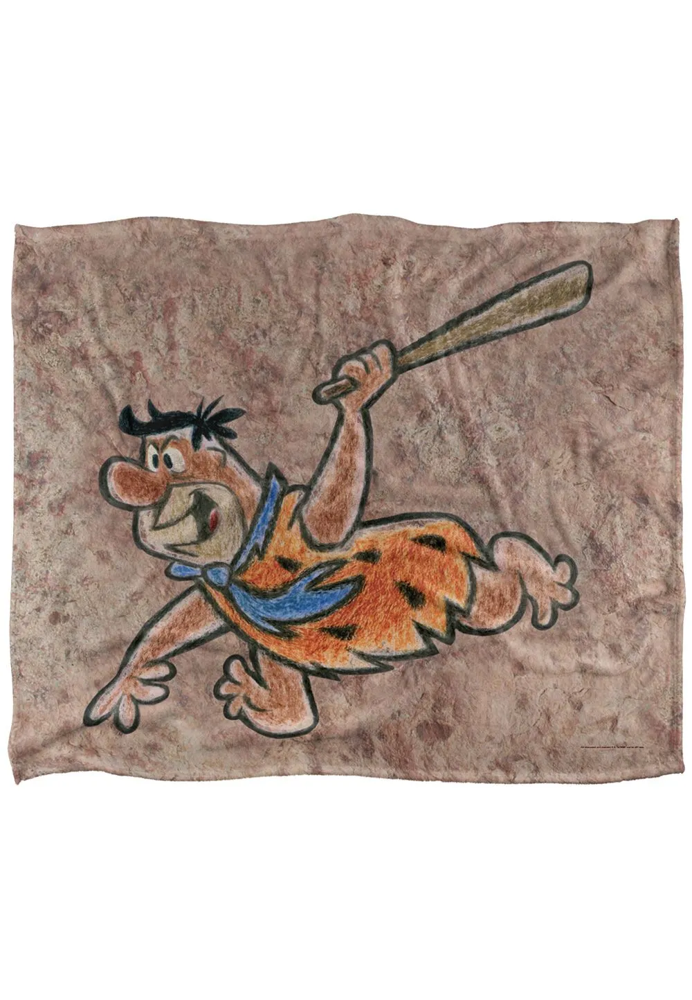 Warner Bros. Fred Flintstone Stone Wall Drawing Silky Touch Super Soft Throw Blanket 152 X 127 cm in White