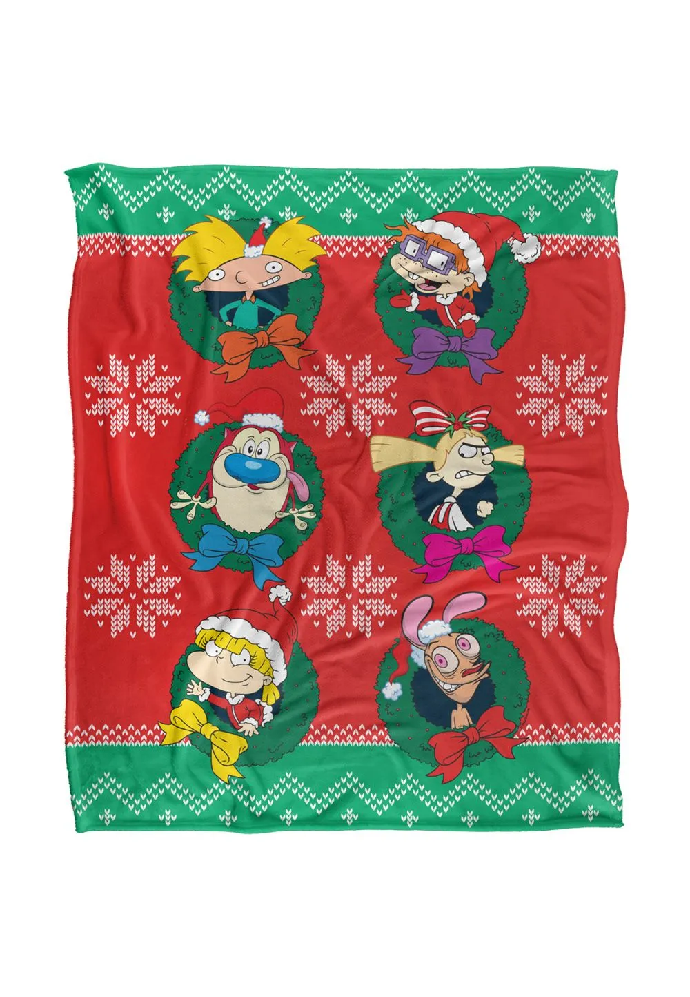 Nickelodeon 90'S Combo Character Wreaths Silky Touch Super Soft Throw Blanket 152 X 127 cm in White