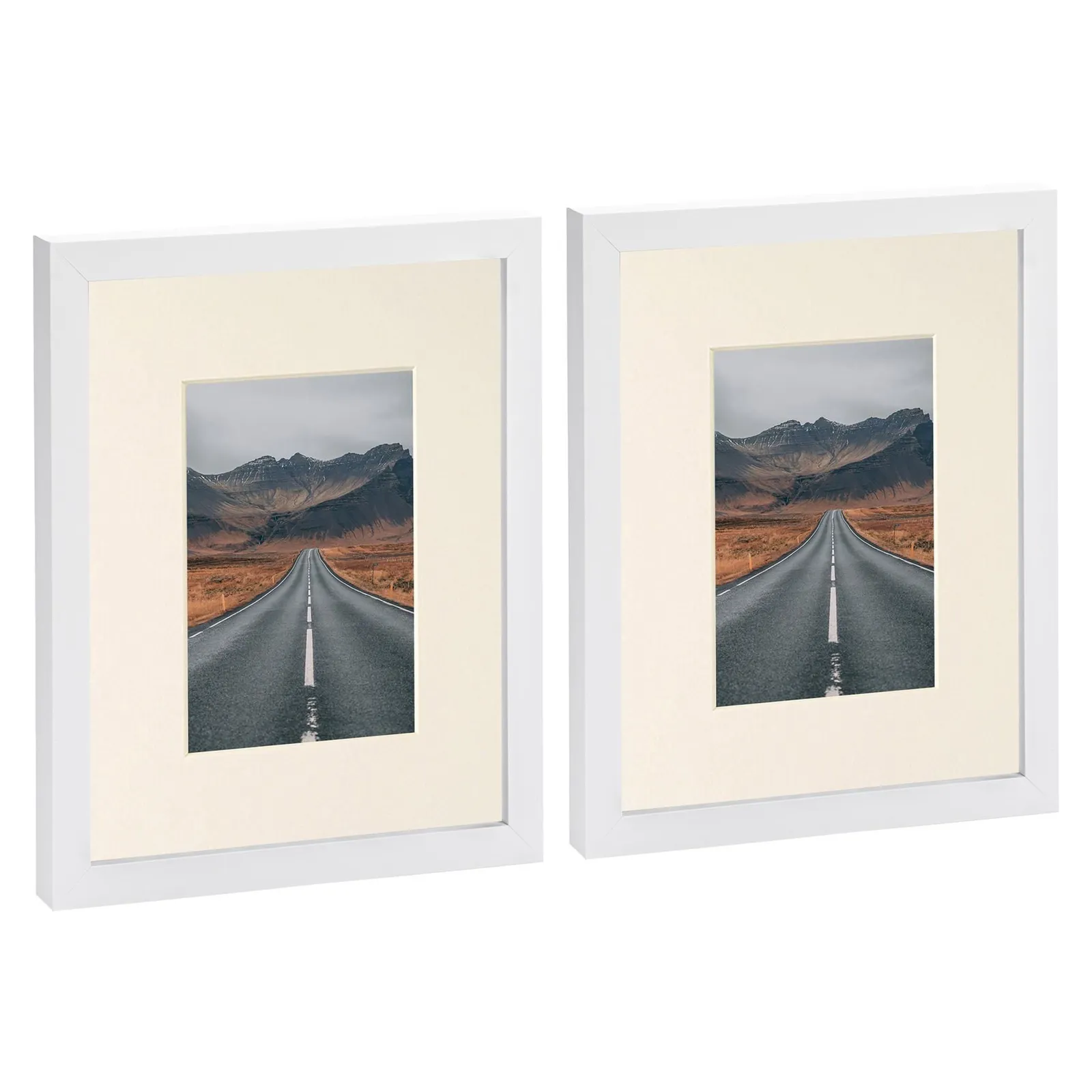 Nicola Spring Photo Frames with 4" x 6" Mount - 8" x 10" - White Mount - Pack of 2 1