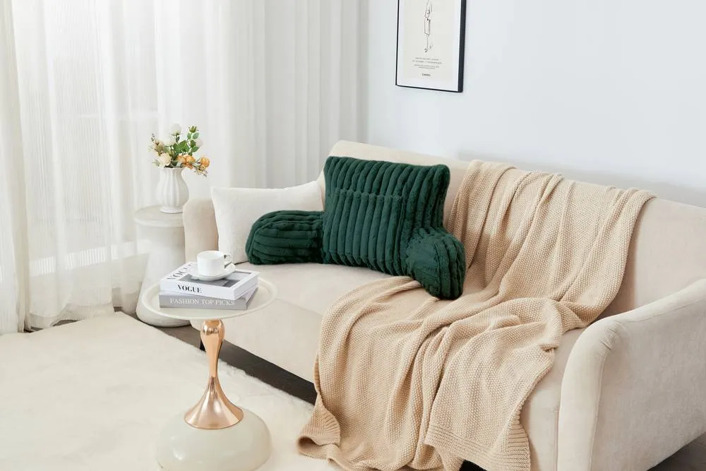 GAVENO CAVAILIA Super Comfy Ribbed Warm Cuddle Cushion in Dark Green 3