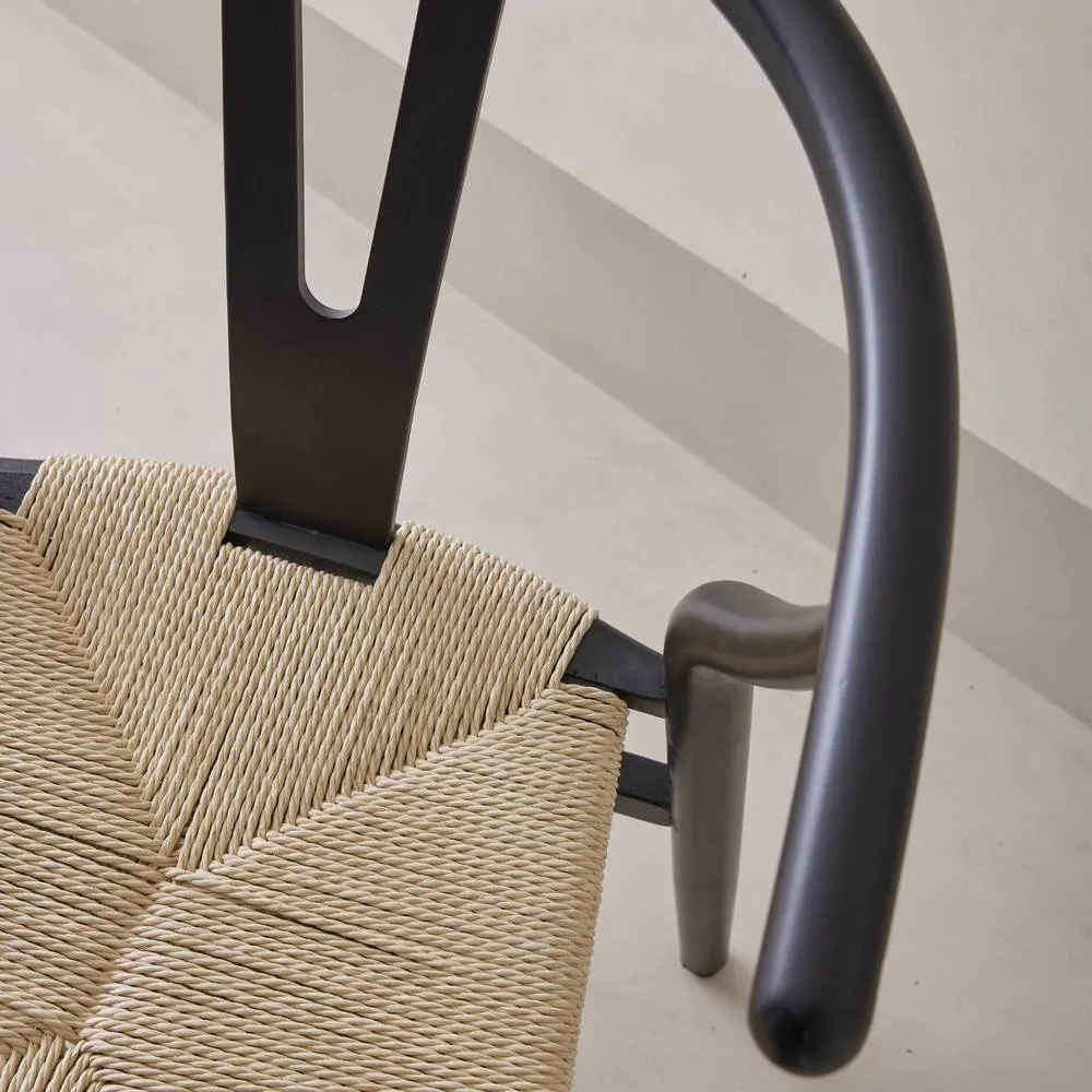 sweeek Pair of wooden chair with rope seat in Black 6