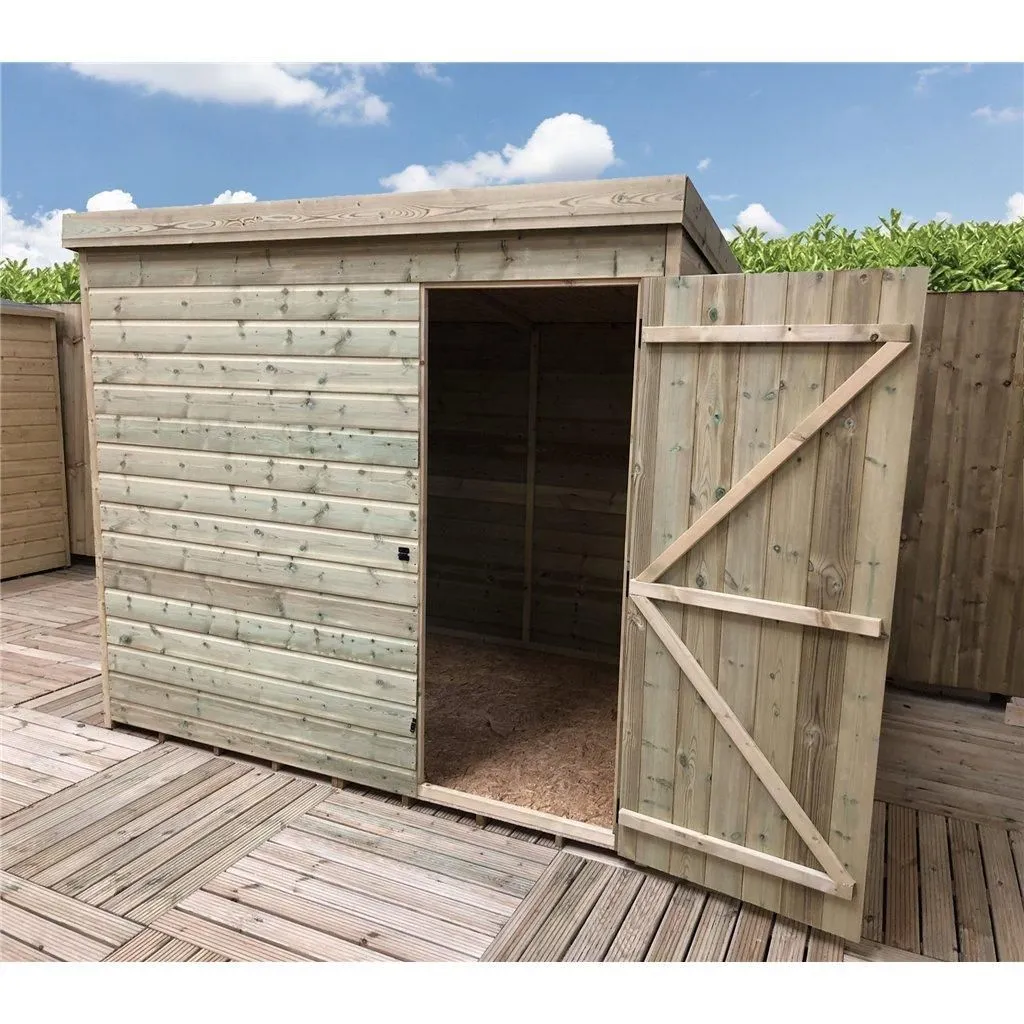 Marlborough 8 x 6 Pressure Treated Pent Garden Shed with Single Door in Natural 5