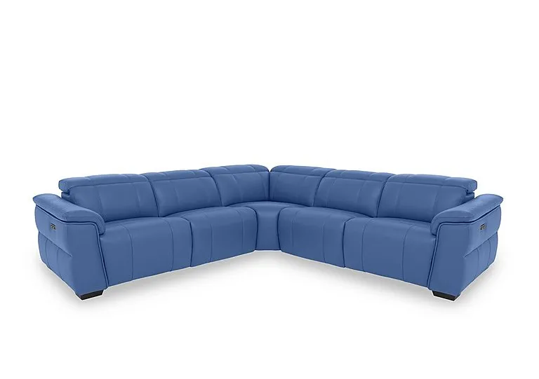 Inca NC Leather Large Power Recliner Corner Sofa with Power Headrests - Aegean - Sofas and Armchairs - In Time for Christmas