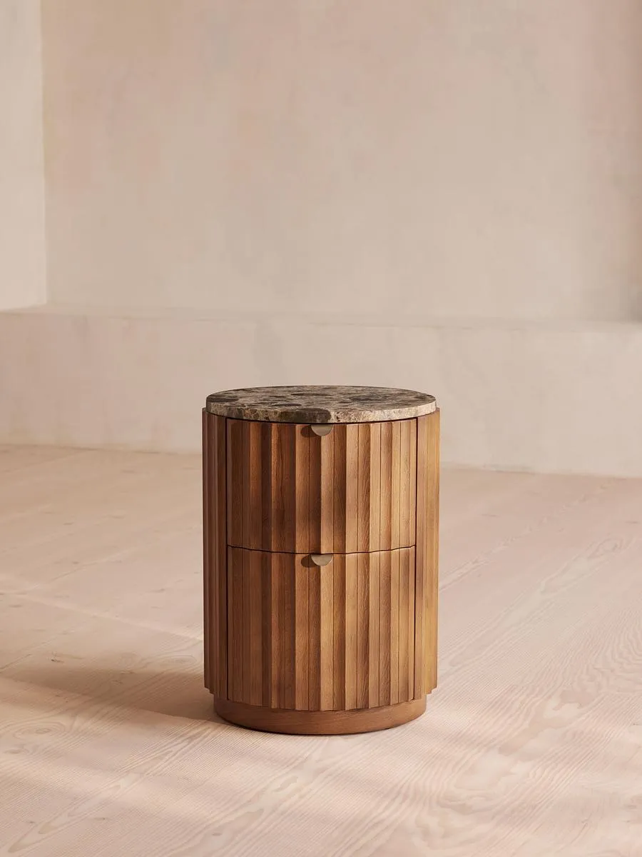 Railton Bedside Table, Dark Emperador Marble