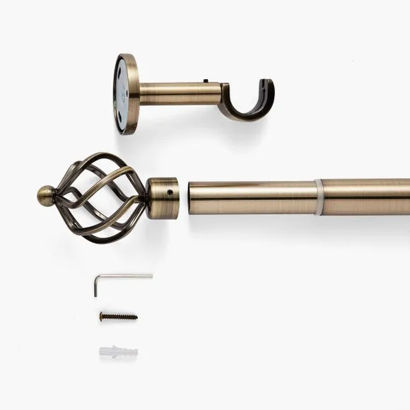 Caged Ball Extendable Metal Eyelet Curtain Pole 2