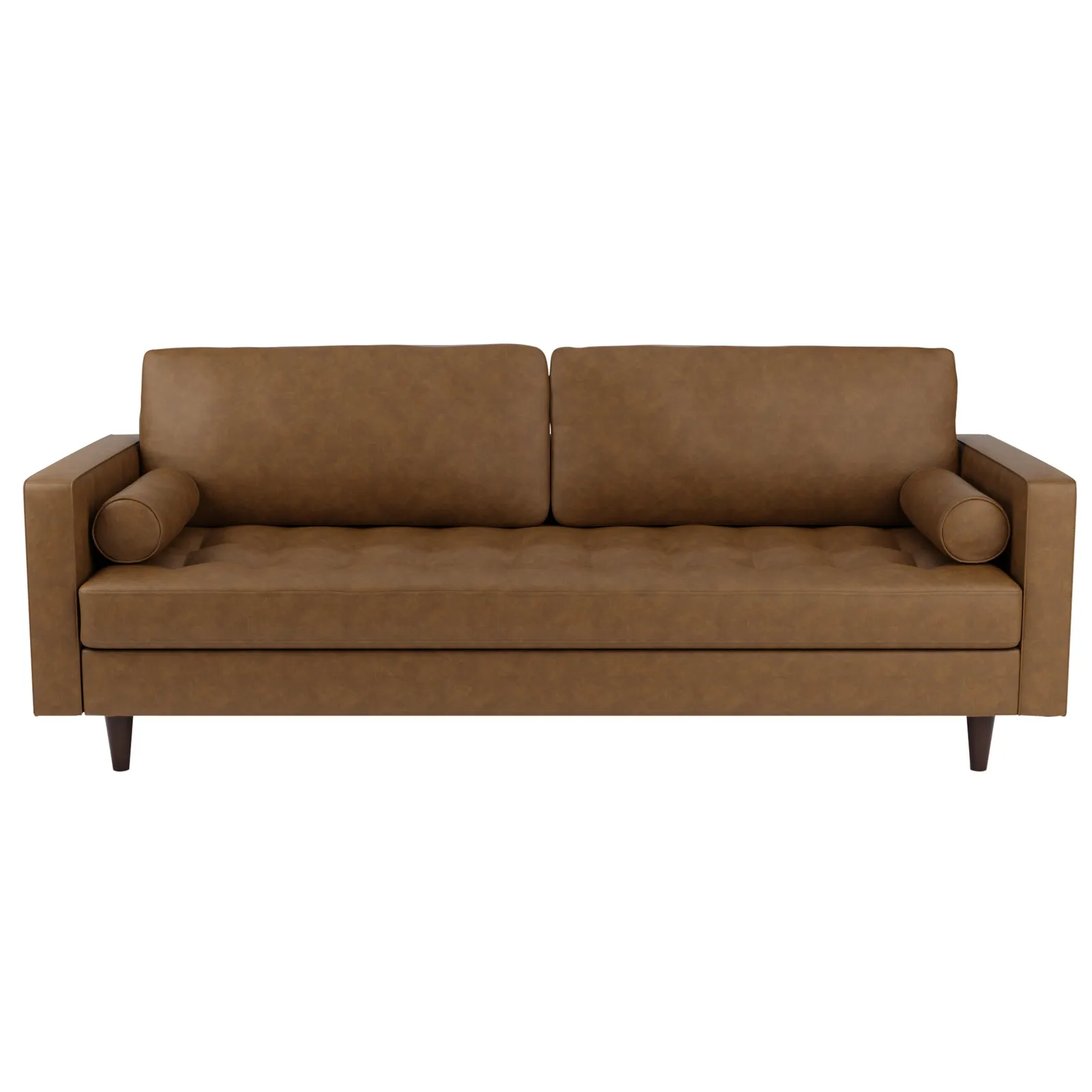 Zoe Faux Leather 4 Seater Sofa Tan