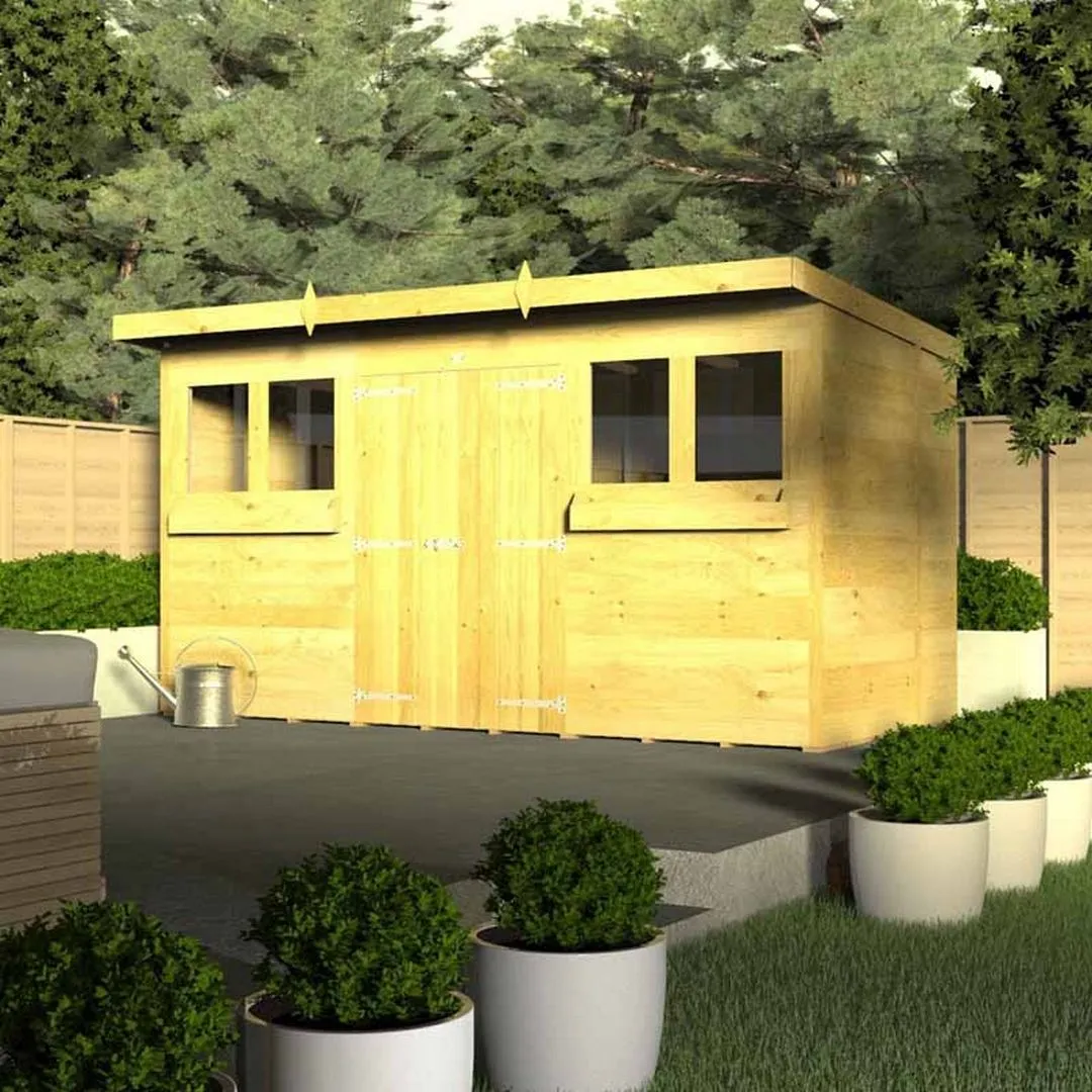 Buttercup Farm 10 x 8 Feet Pent Summer Shed - Wood - L231 x W302 x H201 cm in Brown