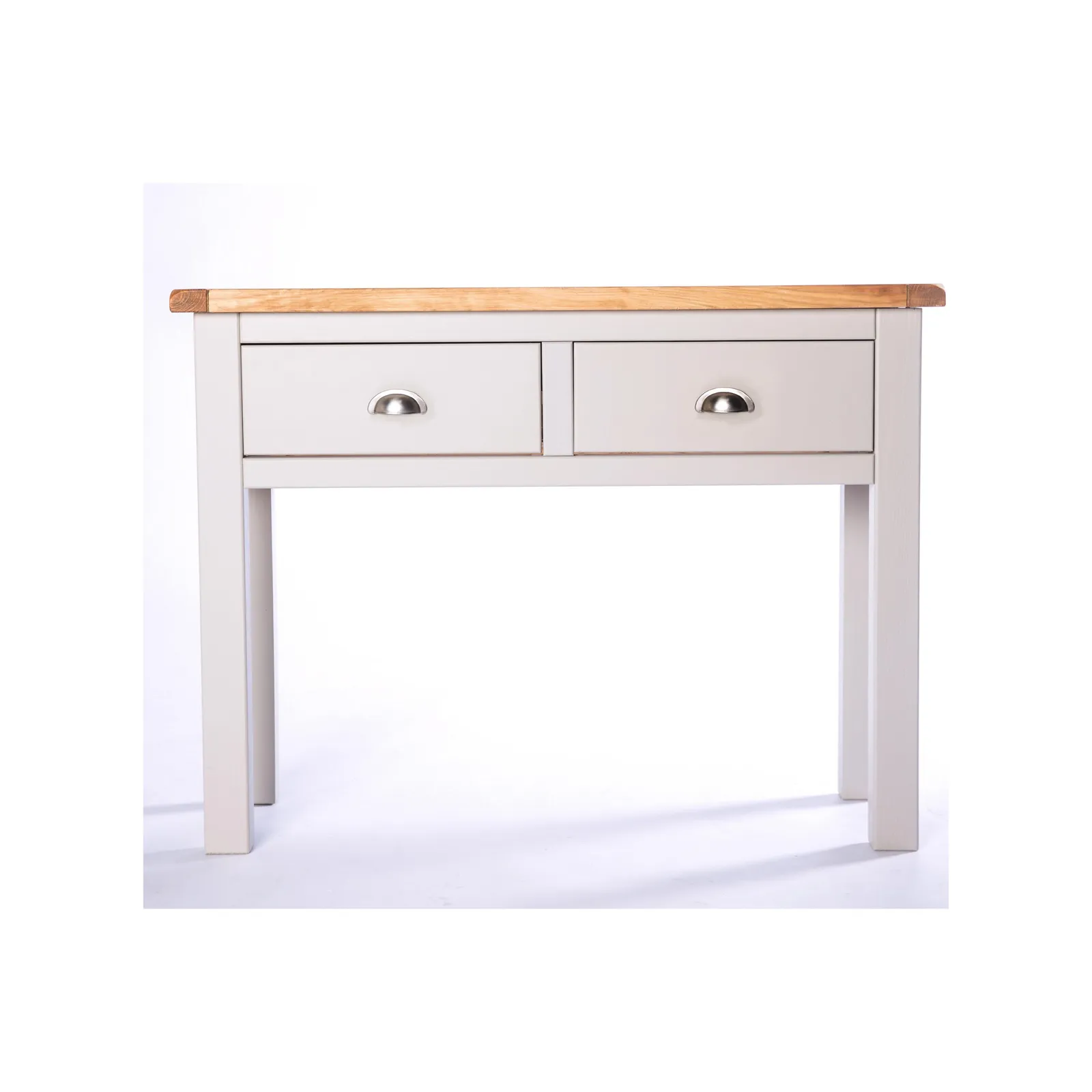 Cabinet Bits Argenta Light Grey 2 Drawer Console Table Satin Chrome Cup