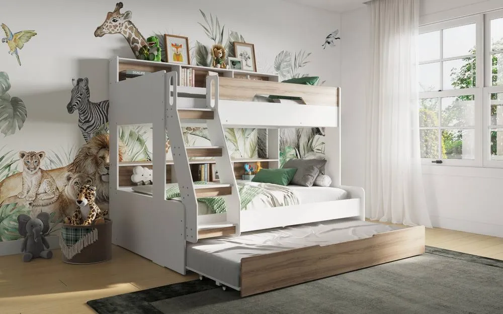 Flair Interstellar Triple Bunk Bed in Light Oak 6