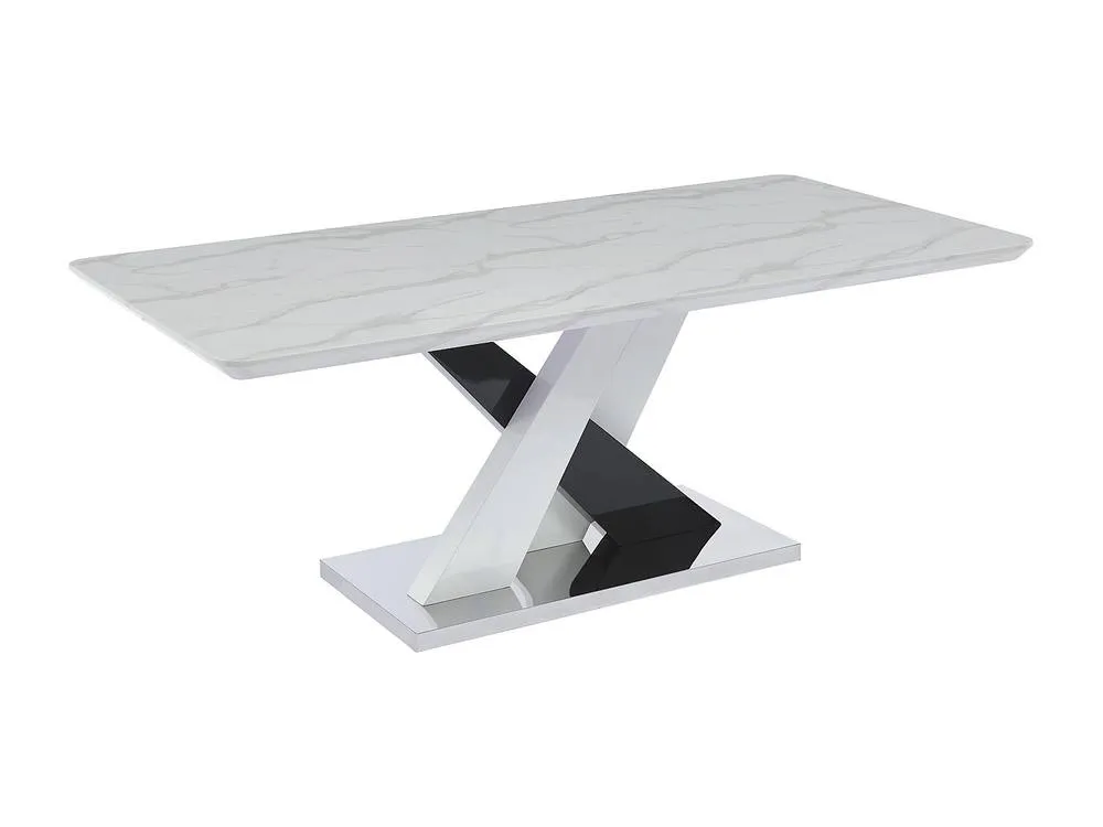 Vente-unique 8-Seat Dining Table In MDF & Stainless Steel - Black & White 5