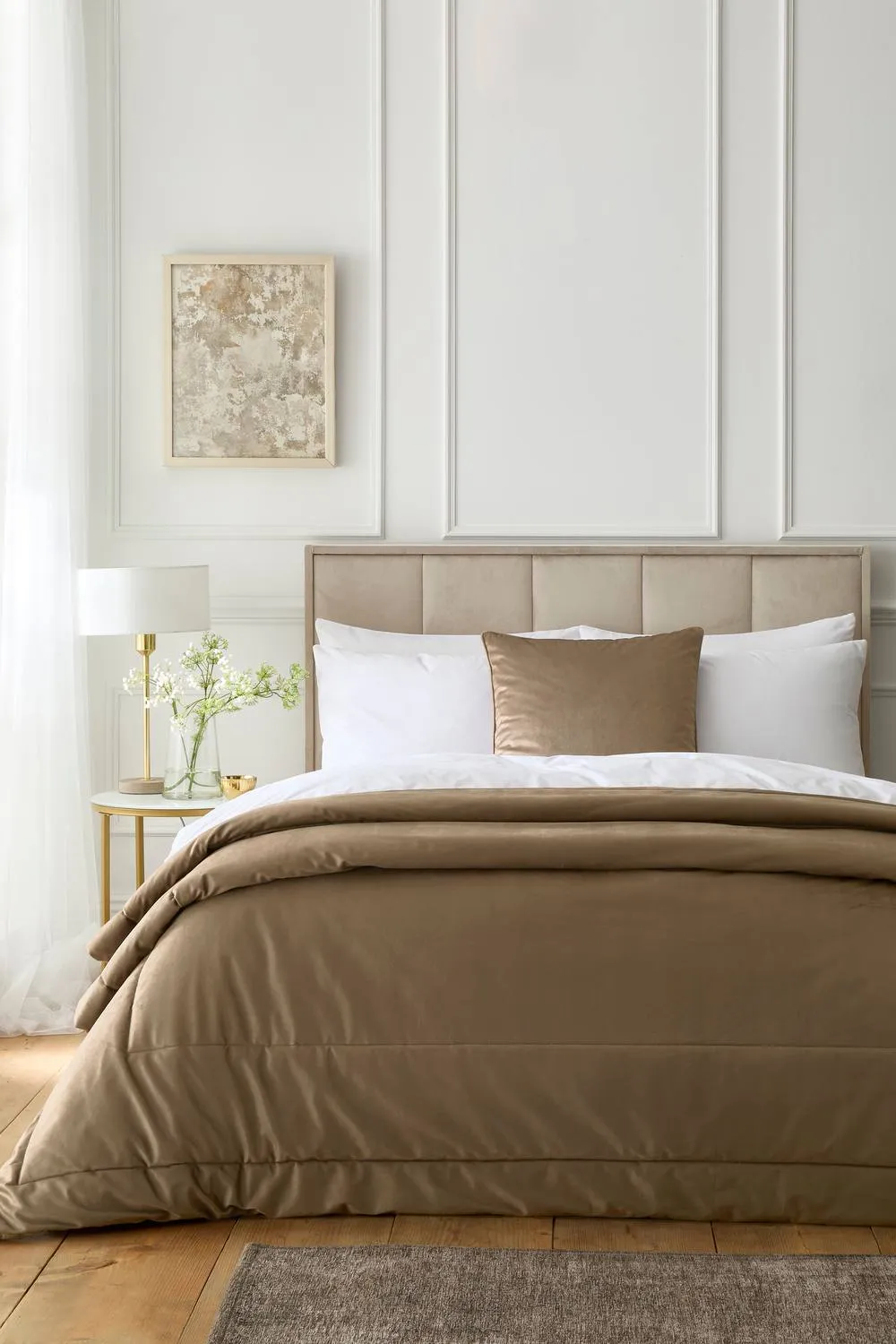 Appletree 'Harlan' Velvet Filled Cushion in Taupe 3