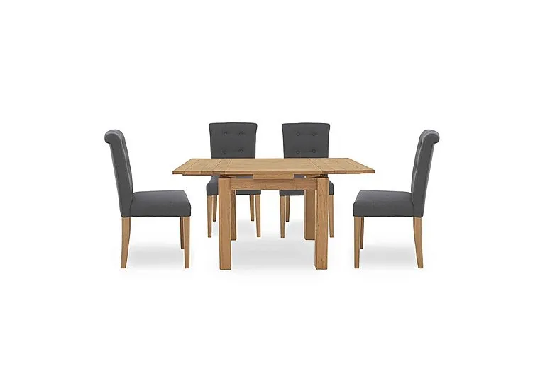 Augusta Draw Leaf Extending Dining Table and 4 Roll Back Upholstered Chairs - Anthracite