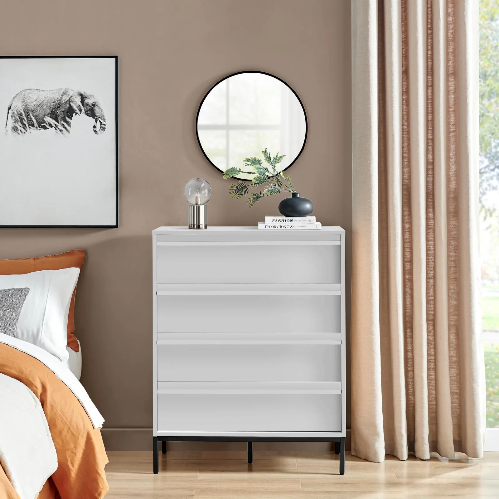 FurnitureboxUK Svit Wooden Chest of 4 Drawers in Off-White 2