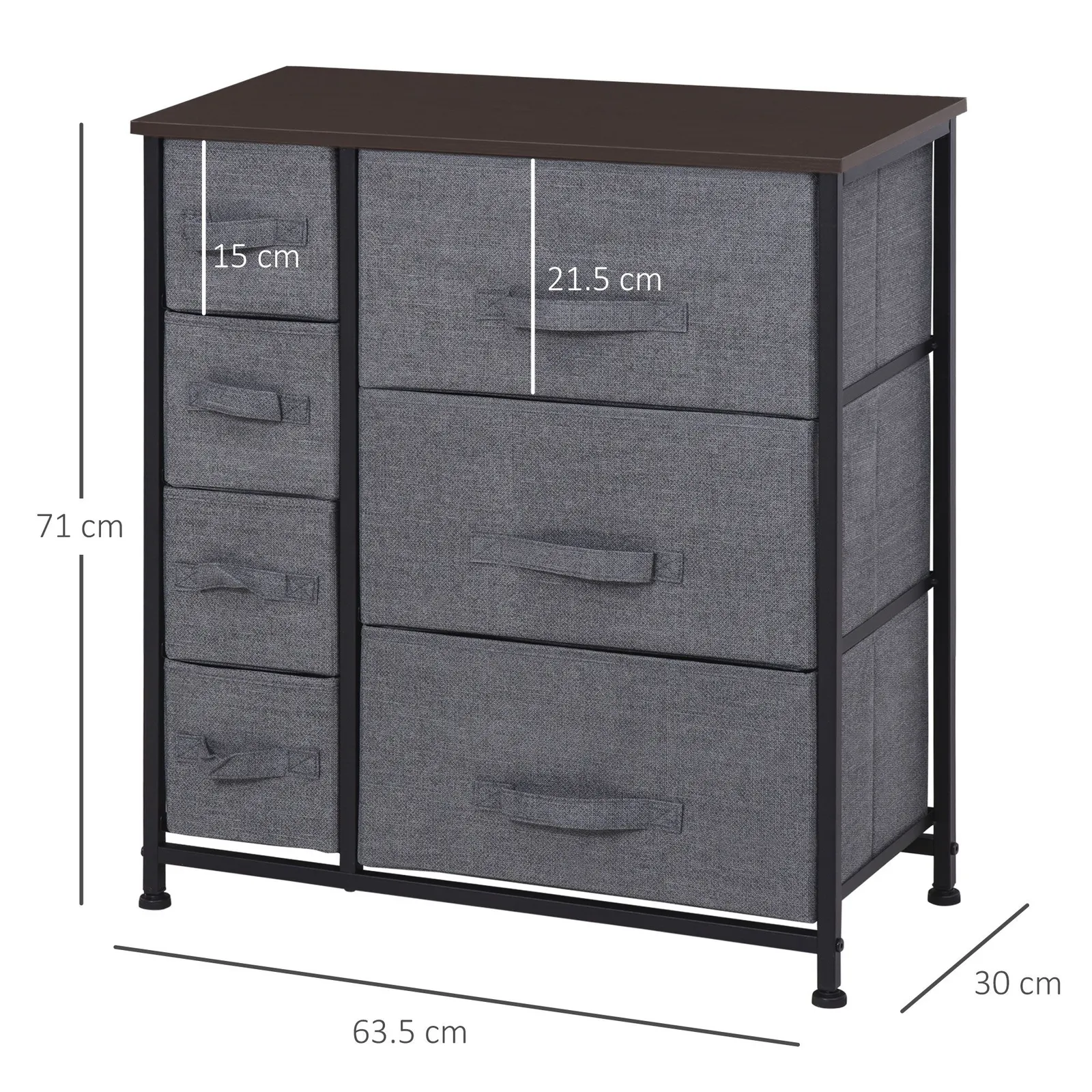 HOMCOM Chest of Drawers with 7 Dresser Drawers for Home Bedroom, Dark Grey 3
