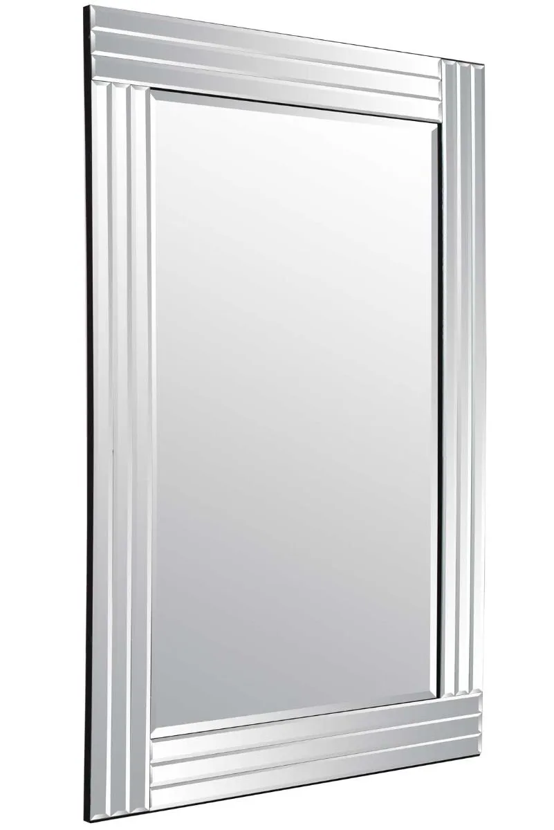 MirrorOutlet Oakley All Glass Triple Edge Bevelled Wall Mirror 100 x 70 CM in Silver 4