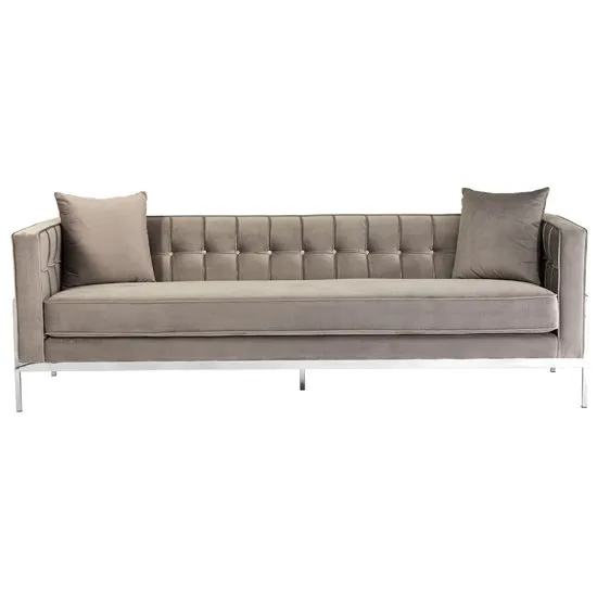 Minchir Velvet 3 Seater Sofa In Grey