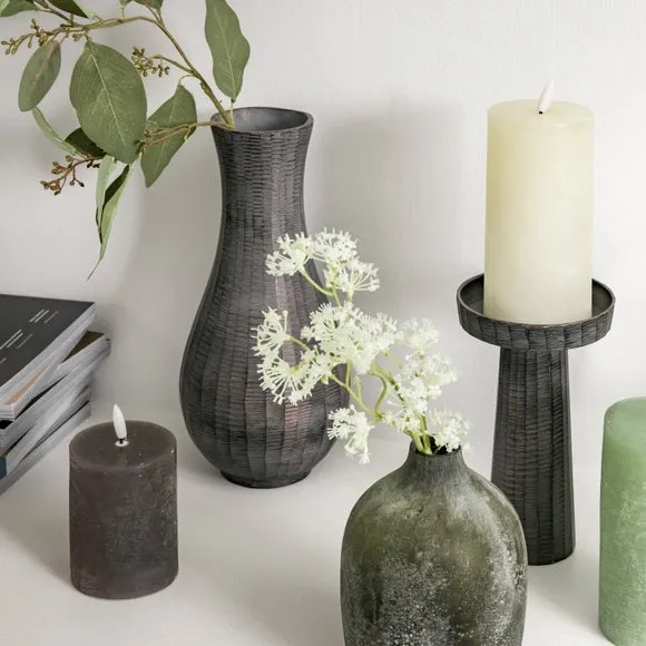 Clopton Antique Grey Metal Fluted Vase 2