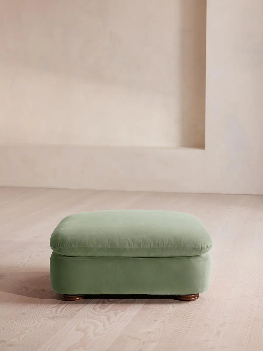 Rava Ottoman, Velvet, Seafoam