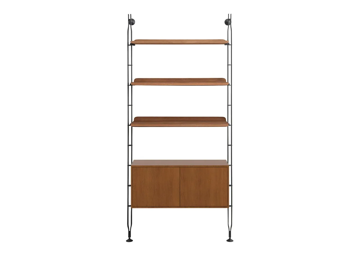 Kartell Adam Wood Bookshelf 3 Shelves 1 Cupboard Dark Wood 1