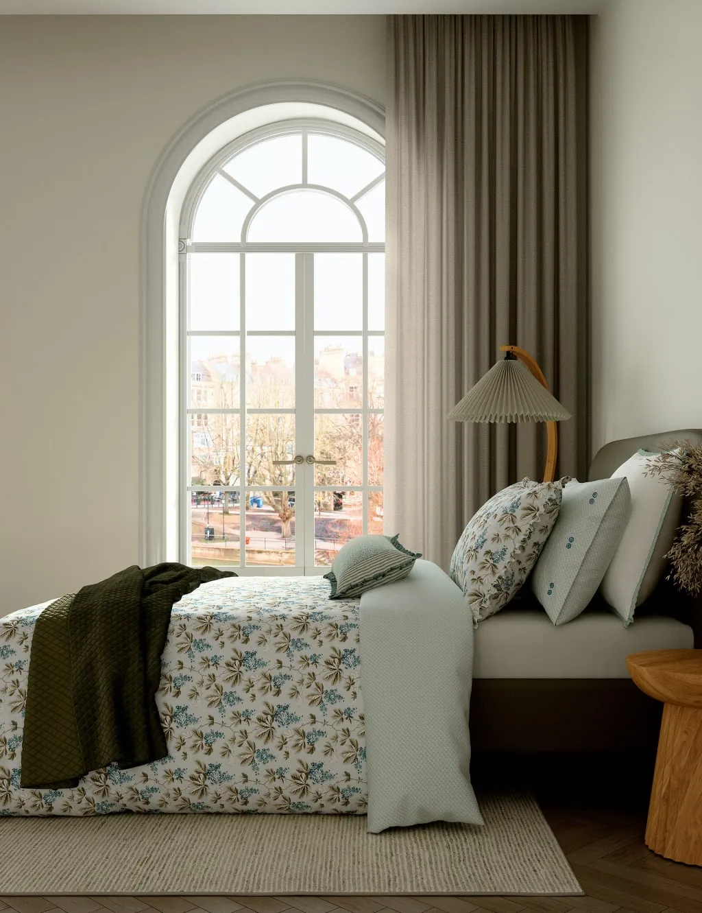 Bedeck of Belfast Velvet Clarence Quilted Throw Green Mix