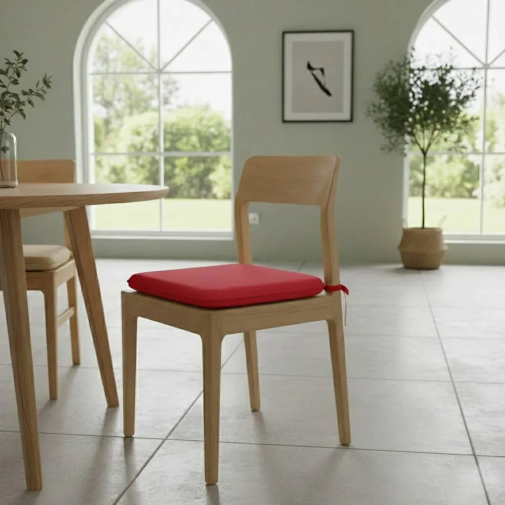 Snug City Waterproof Square Foam Seat Pad with Ties Pack of 4 Chair Cushion in Red